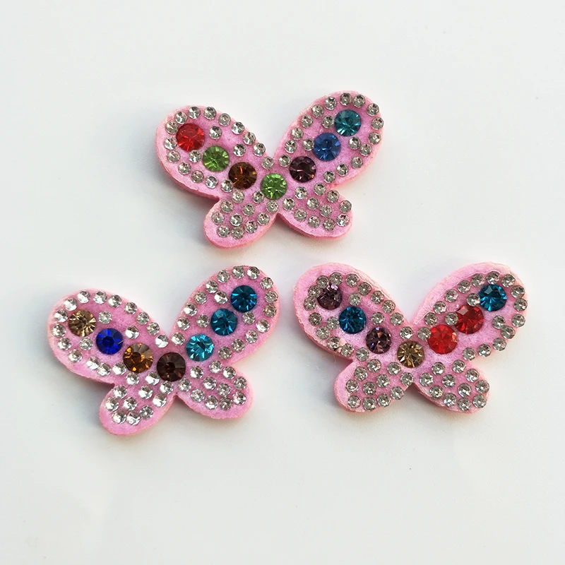 

30pcs/lot 3.6*2.4cm Multi color diamond butterfly Appliques patches for Hat decoration Supplies DIY Hair Clip Accessories