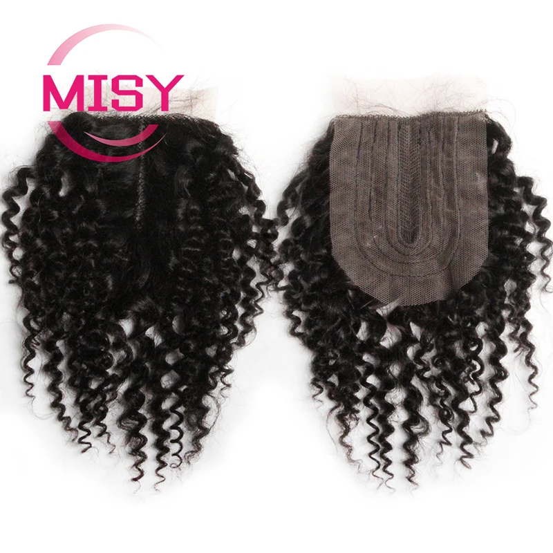 Curly Human Hair Closure Brazilian Hair Weave Curly / Body Wave T Part Lace Closure Only Middle Part human hair closure human hair lace product