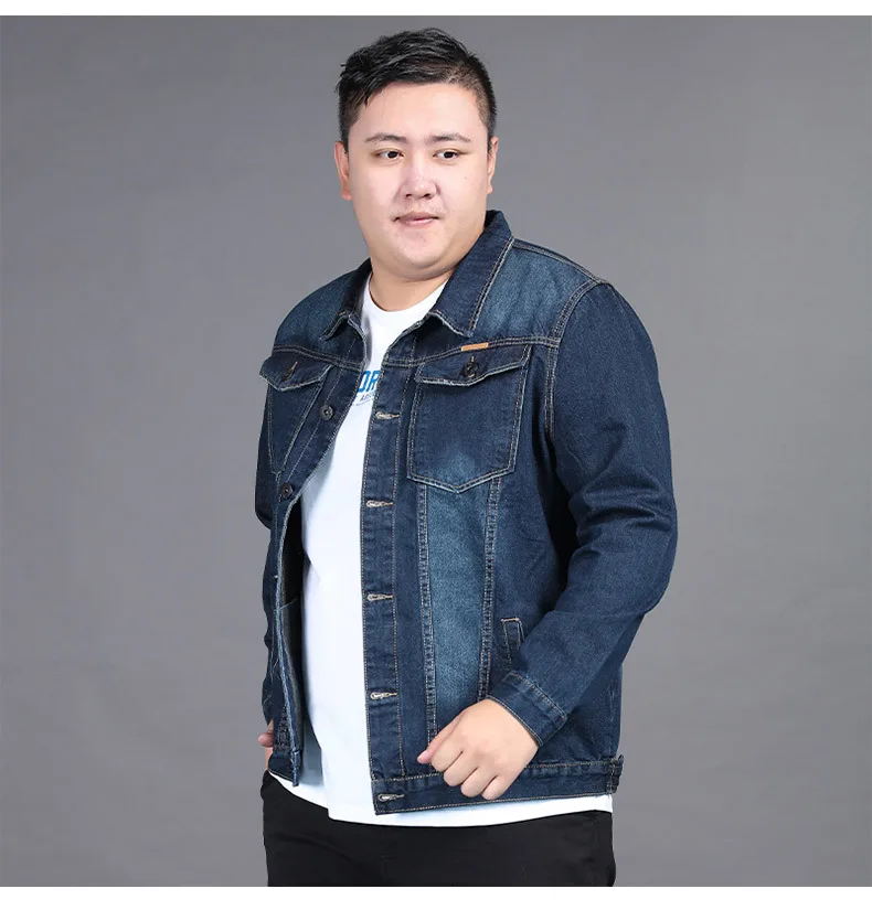 8XL 7XL 6XL 5XL Spring Autumn Denim Jacket Men's Lapel Embroidery Casual Mens Jeans Jackets Multi-pocket Male Cowboy Coats Solid