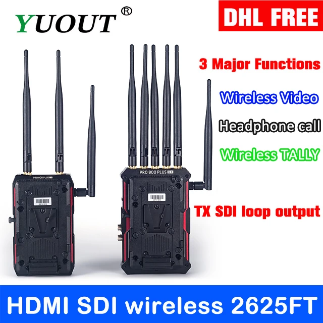 YUOUT PRO800PULS HDMI SDI Беспроводная передача 800 метров TALLY call voice intercom video трех функций |