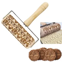 Новая собака Рождественский олень деревянная Скалка тиснение выпечки печенье лапша печенье, фондан, пирог тесто узорчатый ролик Снежинка