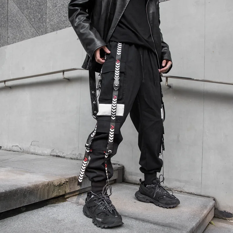 Мужчины хип хоп грузовые повседневные брюки Streetwear Punk Harajuku бегуны Sweatpants