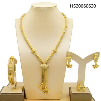 

Yulaili Charm Chain Chokers Wedding Jewelry Sets Gold Color Earrings For Women African/Dubai/Arab Wedding/Party Wife Gifts