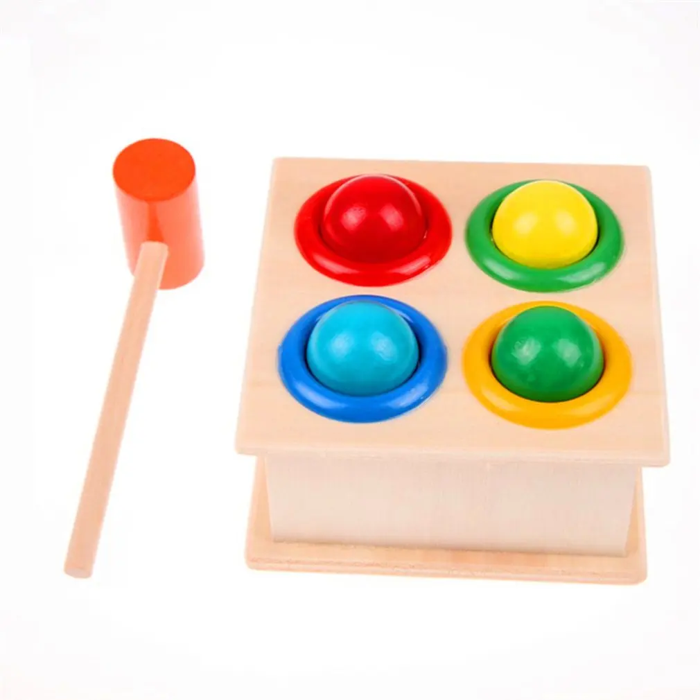 

1Set Wooden Hammering Ball Hammer Box Children Fun Playing Hamster Game Toy Early Learning Educational Toys