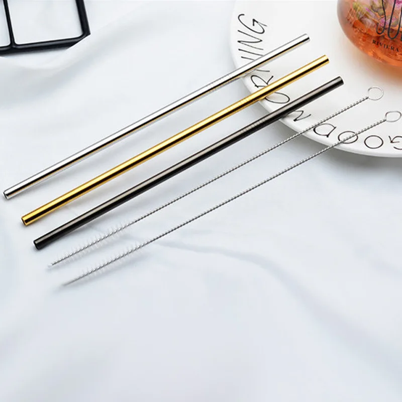 304 Stainless Steel Creative Color Straw Metal Thread Environmentally Friendly Pearl Milk Tea Elbow Straw