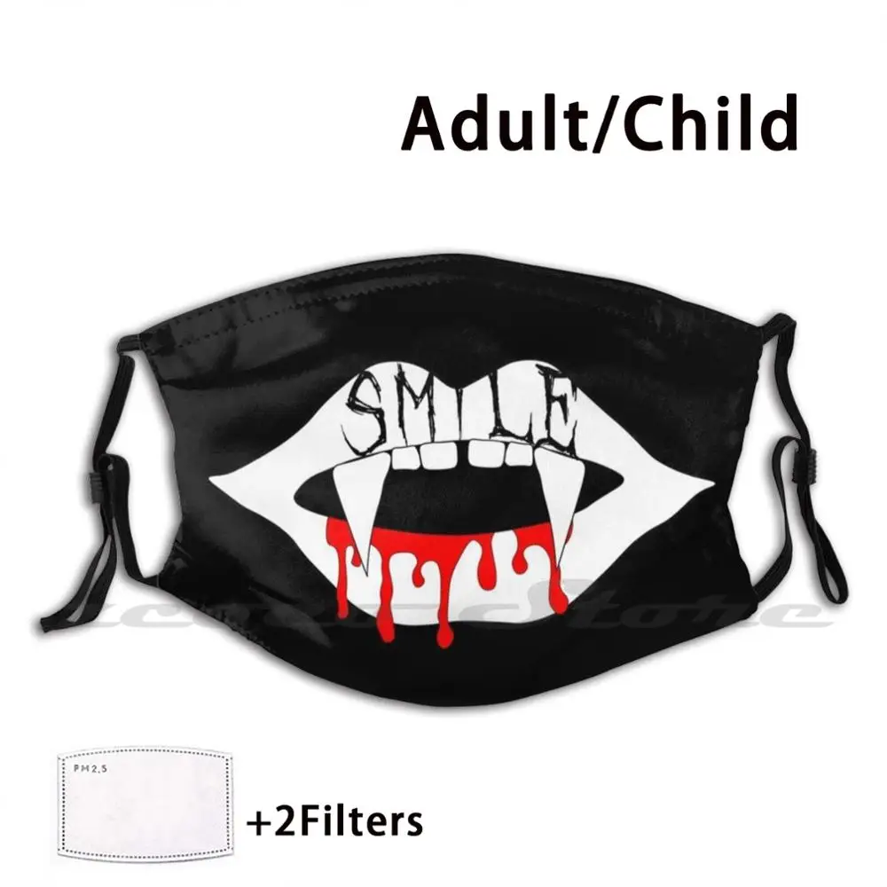 

Smile Mask Adult Child Washable Pm2.5 Filter Logo Creativity Smile Teeth Blood Vampire Dripping Blood Tooth Creepy Lips