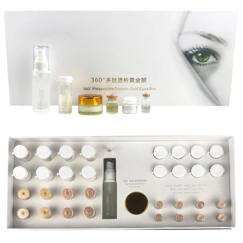 Gold Eye Care Set Box Remove Eye Dark Circles Eye Bags Lift Firm Brightening Reduce Wrinkle Polypeptide Eye Cream Serum Mask 7 days lift firm anti wrinkle eye cream remove eye bags dark circles anti puffiness fade fine lines anti aging moisturize whiten