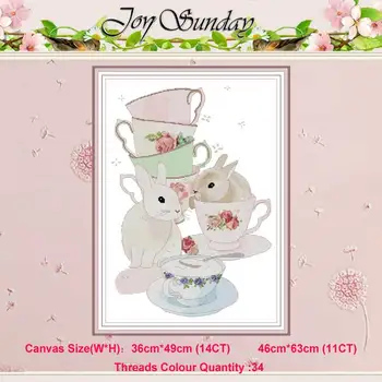 

Cup and Rabbit cartoon patterns counted 11CT 14CT Cross Stitch Set DIY Chinese Cross-stitch Kit Embroidery Needlework Home Decor