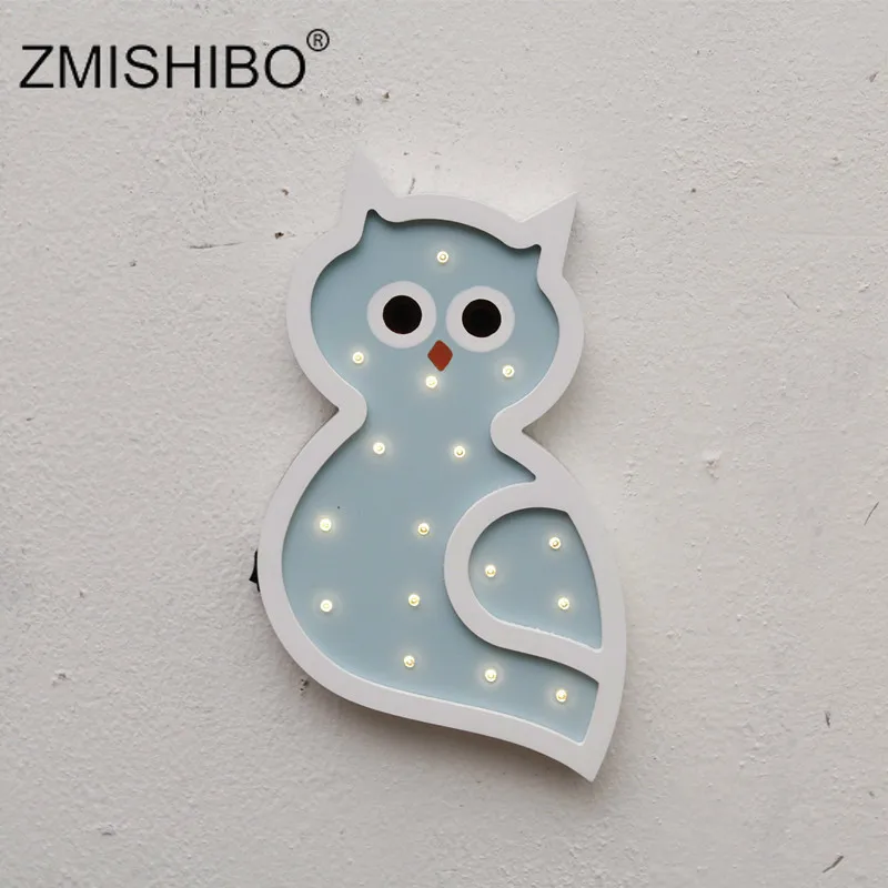 ZMISHIBO деревянные ночные светильники в виде животных, овцы, кролика, собаки, лампа для сна, для маленьких детей, для спальни, настенные украшения, домашнее освещение