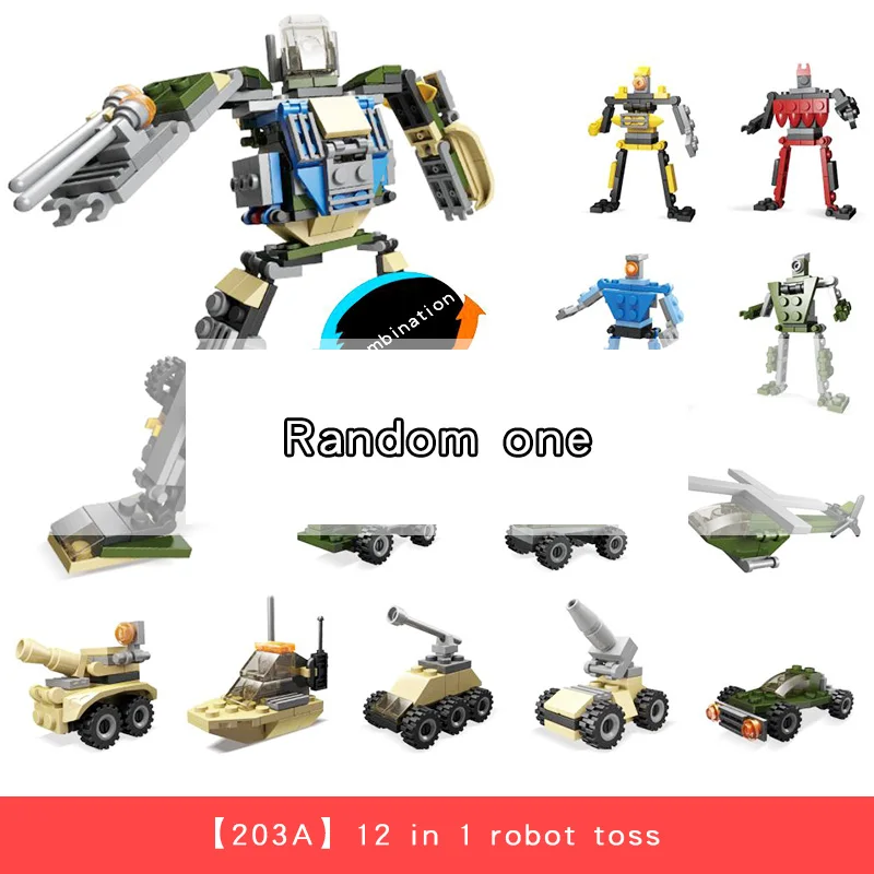 Kids Assemble Robot Car Building Blocks Toys Gashapon Capsule DIY Animal Series Model Educational Toys Children Birthday Gifts - Цвет: 203A-Random one