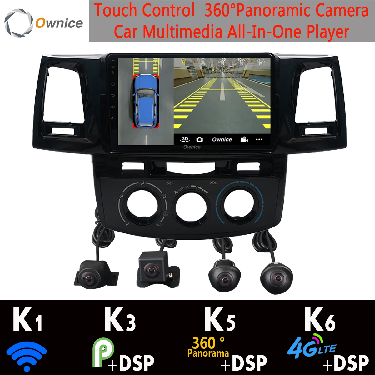 Автомобильный мультимедийный радиоприемник 360 ° панорамный Android 9 0 4G + 64G для Toyota