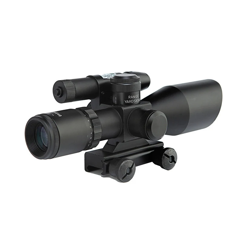 

2.5-10x40EG M4 dot red green illuminated firfle scope with green laser sight Riflescopes Hunting Shooting Scope Optical
