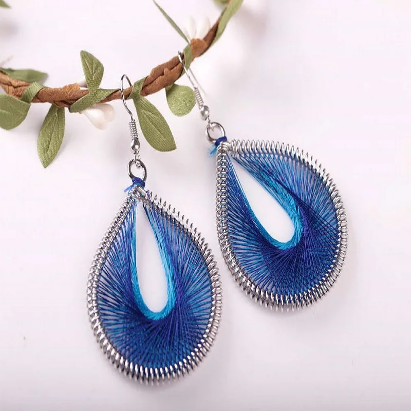 Earrings for Women Silk Cotton Thread Slimple Fashion Handmade Cotton Oval Exaggerated Teardrop Jewelry dangle earrings drop earrings long earrings dome teardrop earrings