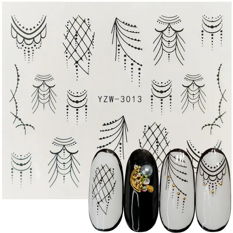 1pcs Nail Water Transfer Sticker Linear Flower Pattern Art Decorations Slider For Manicure Watermark Foils | Красота и здоровье