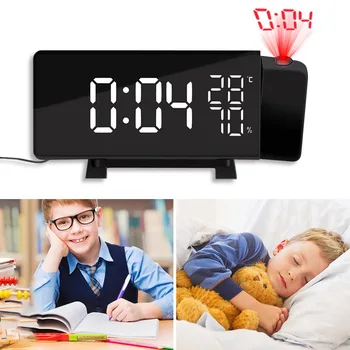 

Newly 5Inch Digital Projection Alarm Clock FM Radio LED Dimmable Snooze USB Charger
