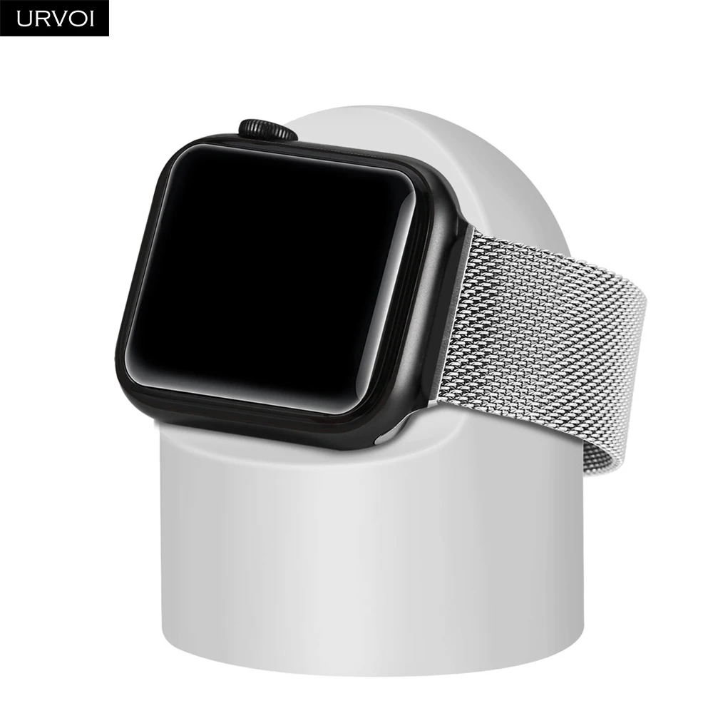 URVOI подставка для apple watch series 5 4 3 2 1 держатель watchOS 5 Подставка для ночного клуба силиконовая домашняя зарядная док-станция для классического дизайна - Цвет: White