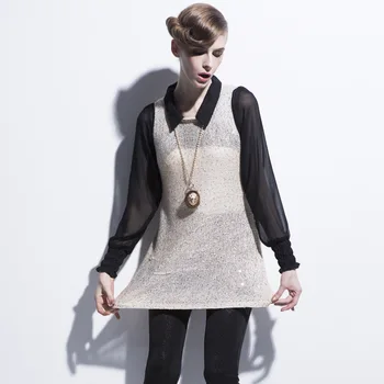 

New Long Sleeve Knitted Woven Splicing Sweater Women Black Pullovers Sueter Mujer Invierno 2020 Runway Haut Femme D5319203