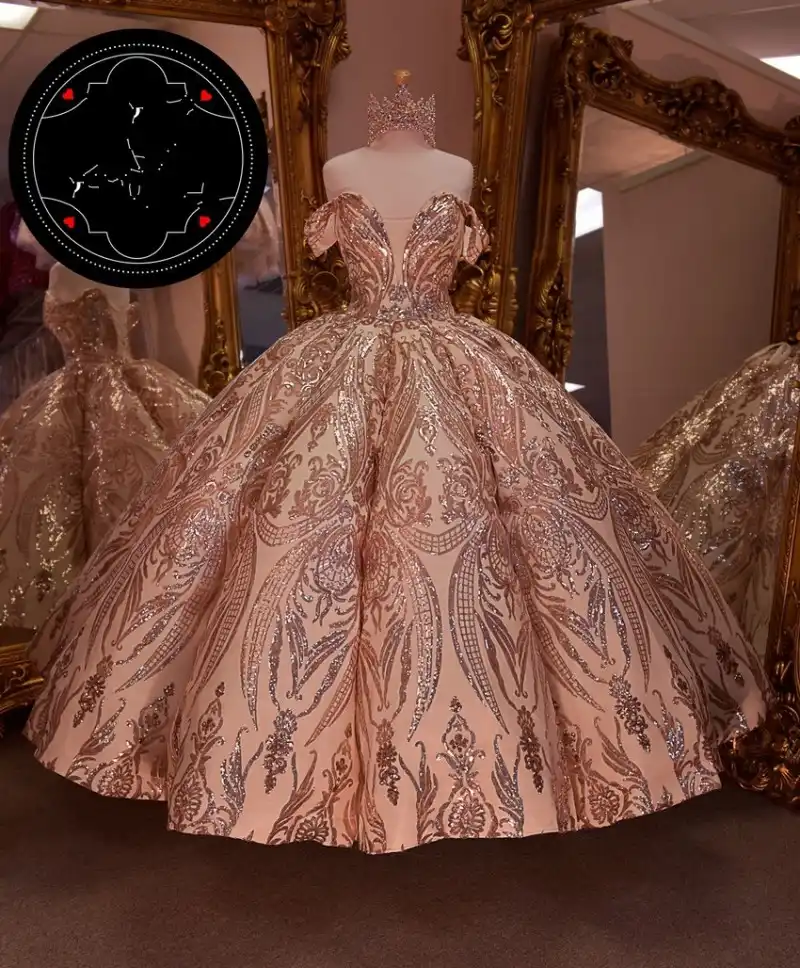 vestidos de 15 años rose gold