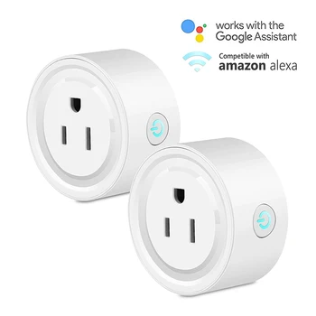 

2PCS Wifi Smart Plug Switch Outlet Receptacles Socket Work W/Alexa Google Home Charger Plates Home Office Kitchen