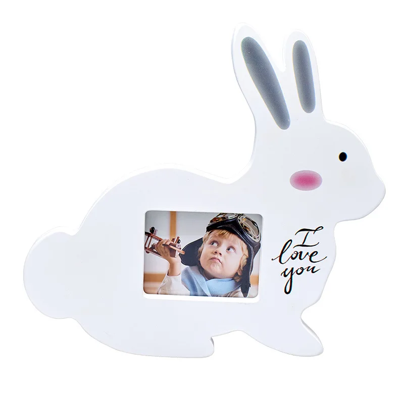 Милая детская фоторамка "сделай сам" отпечаток руки или след поцелуй кролик фоторамка с ростом ребенка Мемориал Подарочная рамка для домашнего украшения