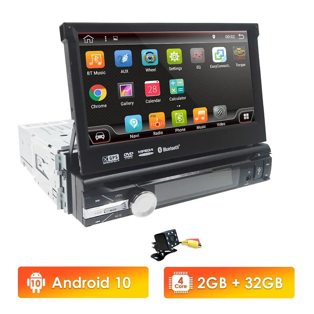 Универсальный автомобильный радиоприемник 1din Android 10 GPS мультимедийный плеер SWC DAB