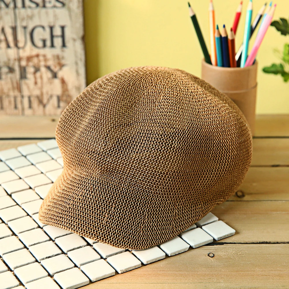 Женская крутая дышащая модная повседневная Уличная восьмиугольная кепка, Пляжная Праздничная плетеная Весенняя однотонная летняя соломенная шляпа для путешествий
