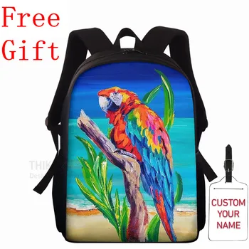 

15inch Backpacks 3D Parrot Printing Backpack Cartoon Multi Purpose Girls Schoolbag Big Capacity Kids School Book Bags Mochila