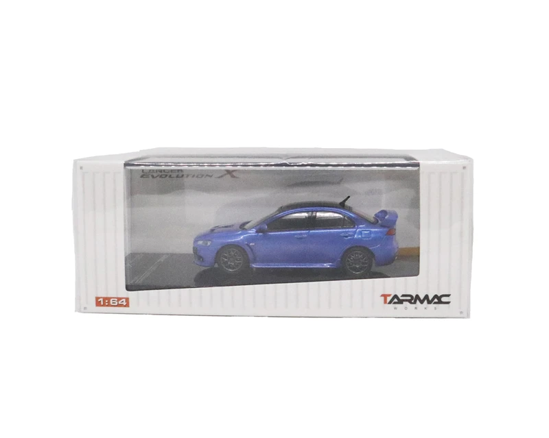 Tarmac работает 1: 64 Mitsubishi Lancer Evo X Final Edition синий литой модельный автомобиль