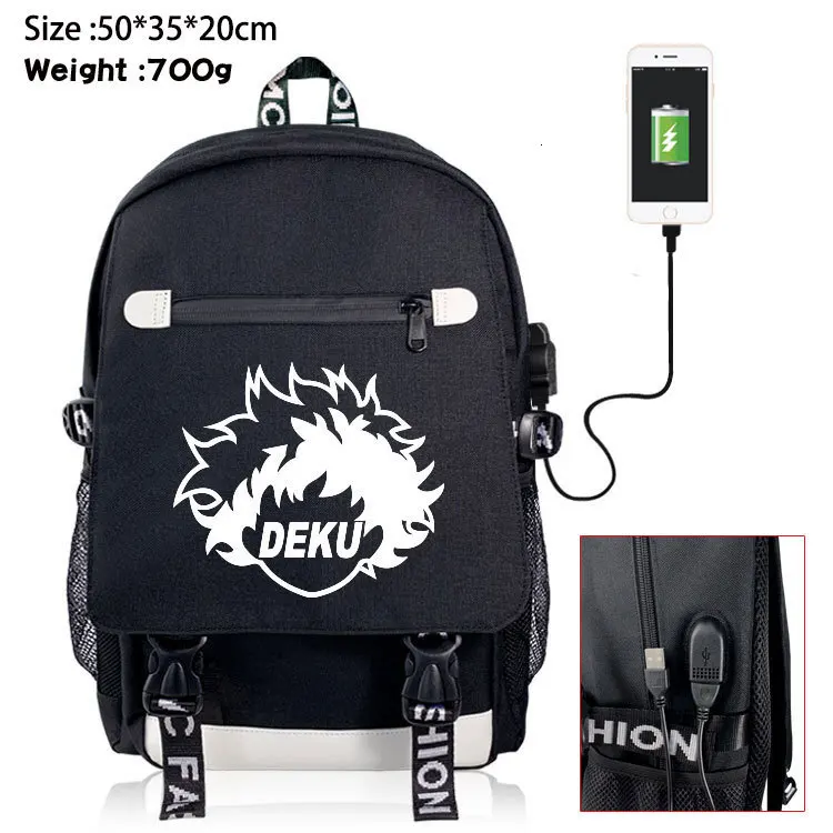 Рюкзак из парусины для косплея My Hero academic USB Port teendage дорожный рюкзак ноутбука