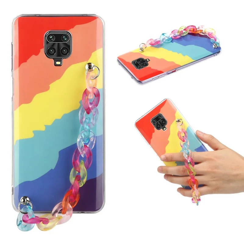 

Bracelet Case For Xiaomi Redmi Note 9 Pro Max 9s 8 MI 10 Pro Lite Rainbow Colorful Crystal Shockproof Soft Silicone Cover