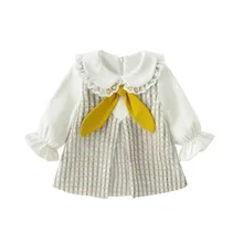 Best Price DFXD Toddler Dress Spring Elegant Dress Korean Style Peter Pan Collar Long Sleeve Cute Bow Plaid Party Princess Dress Vestidos Best Price DFXD Toddler Dress Spring Elegant Dress Korean Style Peter Pan Collar Long Sleeve Cute Bow Plaid Party Princess Dress Vestidos