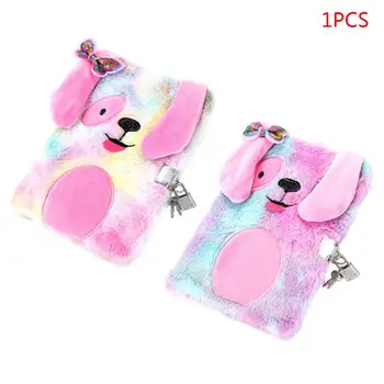 

Cute Plush Dog A5 Notebook with Lock Diary Planner Notepad Organizer Stationery