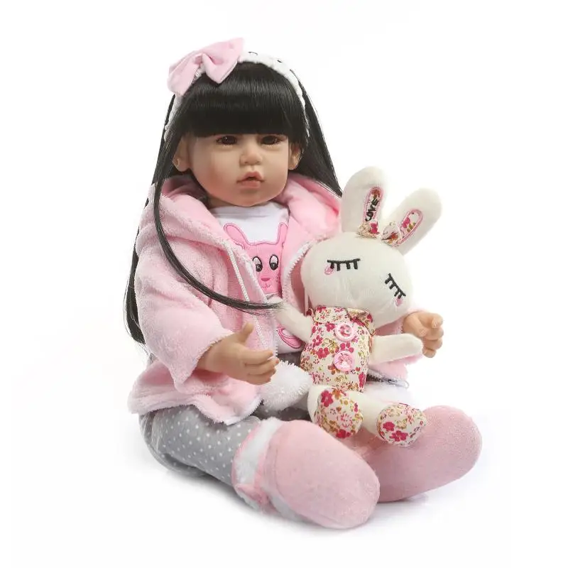 

NPK cute girl reborn toddler doll companion toy, long hair dress-up doll, birthday gift for children