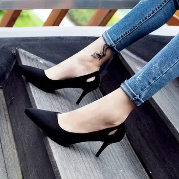 

Women's Shoes 2020 New Korean Black Professional Work Shoes Sexy Wild High Heels Stiletto Pointed Single Shoes Dress Party Pumps
