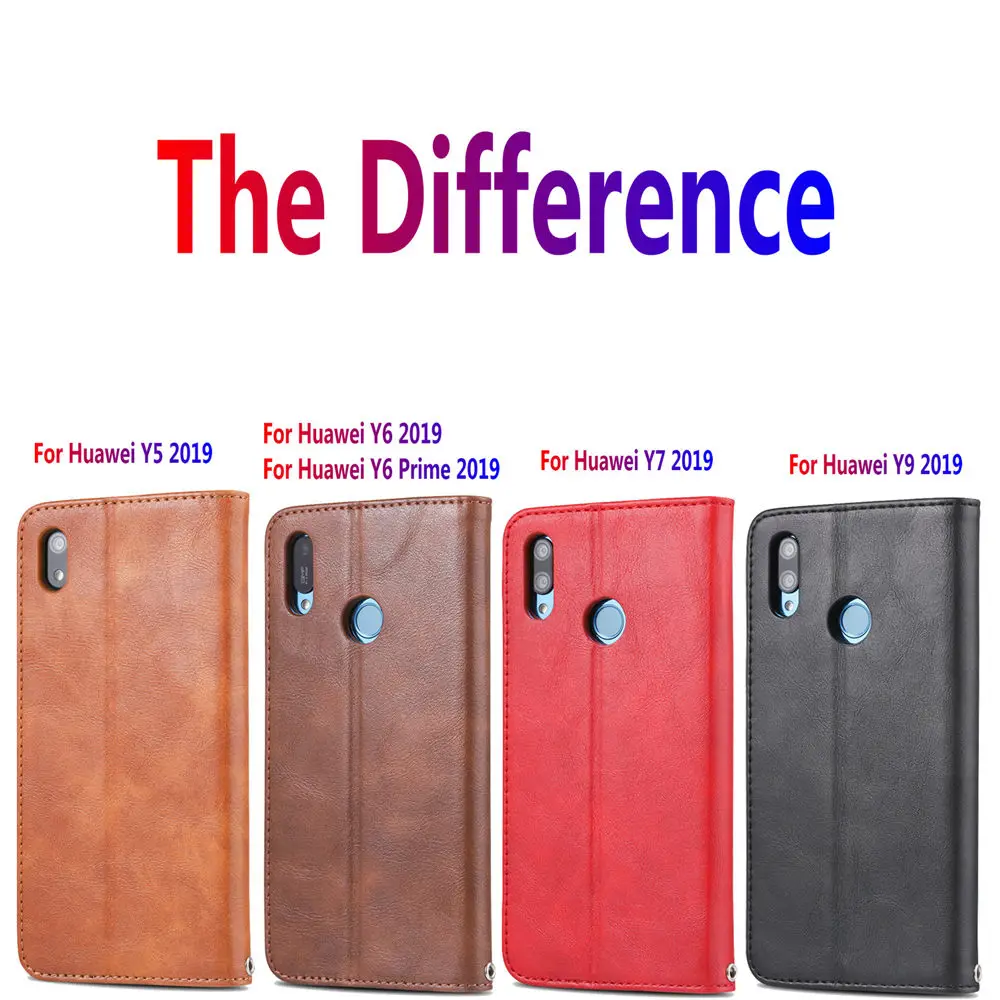 Fundas y6 чехол для телефона из искусственной кожи для huawei Y5 Y6 Prime Y7 Y9 чехол с магнитной застежкой-бумажником и подставкой Чехол-книжка