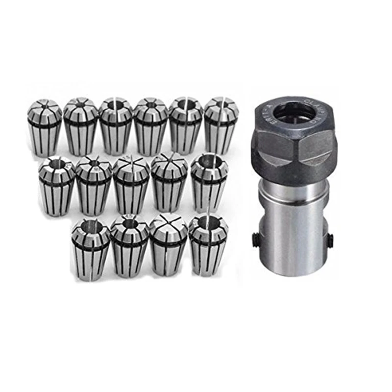 

Er11 Collet Set,15Pcs Er11 1-7Mm Spring Chuck Collet with Er11 5Mm Extension Rod Holder Collet Cnc Milling Lathe Tool Set for