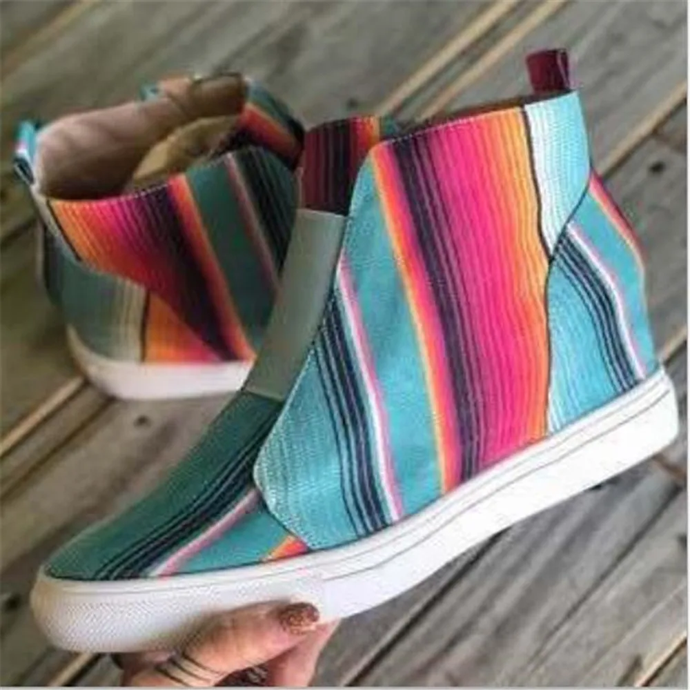 Women Boots 2020 Autumn Fashion Mixed Colors Vulcanized Shoes Women Casual Flats Shoes Autumn Ankle Boots Female Booties Hot