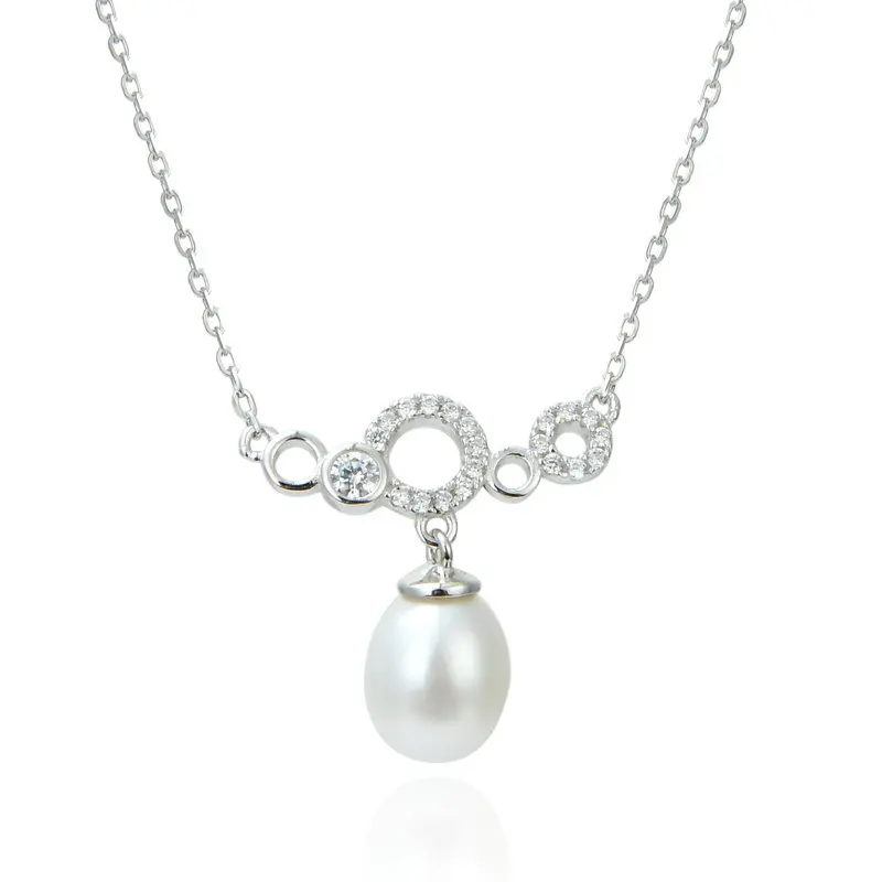 

Natural pearl pendant 7X10mm white Pearl Clavicle Chain Pendant