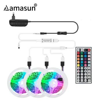 

5M-15M 12V SMD 5050 30LEDs/M RGB LED Strip Light 2835 60LEDs/M Fita Diode RGB Ribbon with Switch Adapter 24KEY Remote Controller