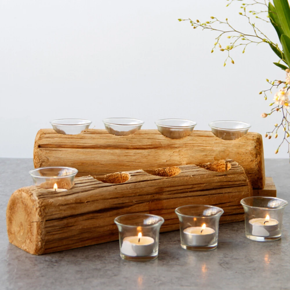 

4 Pcs Love Letters Wooden Tea Light Candle Holders Small Tea Wax Candlestick for Anniversary Wedding Party Birthday Table Decor