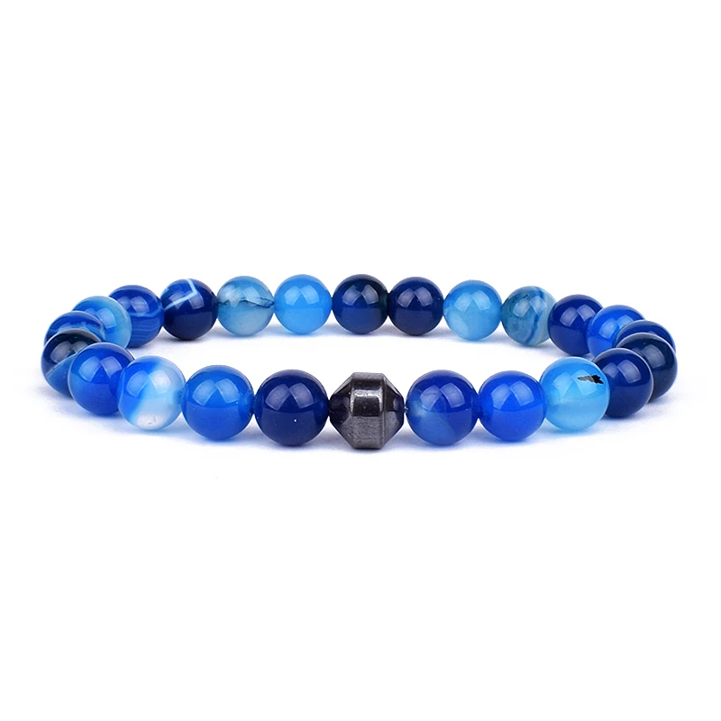 Natural Stone Bracelets Men Energy Cylinder Hematite Healing Bracelets for Women Prayer Reiki Charm Jewelry Gift Pulsera stone bead bracelet natural stone bracelet beaded bracelet