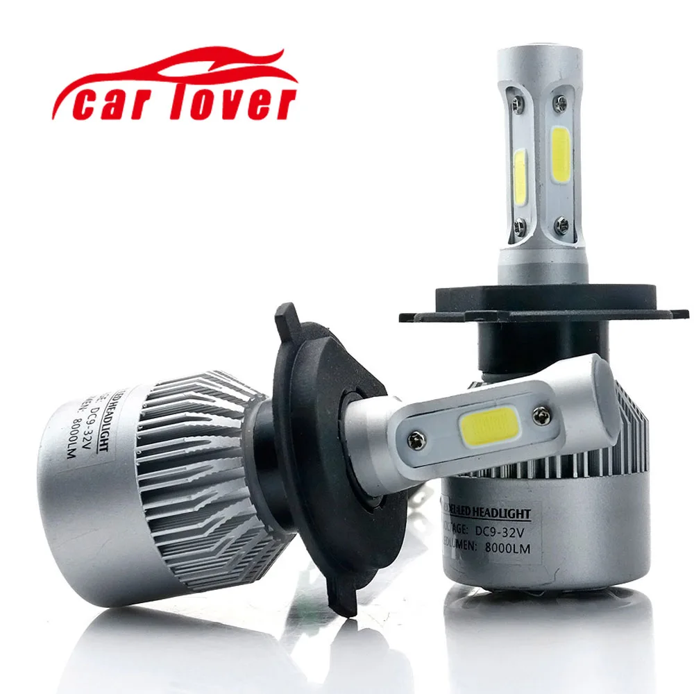 

Super bright H4 LED H7 H11 H1 H3 COB Chip S2 Auto Car Headlight 72W 8000LM High Low Beam All In One Automobiles Lamp