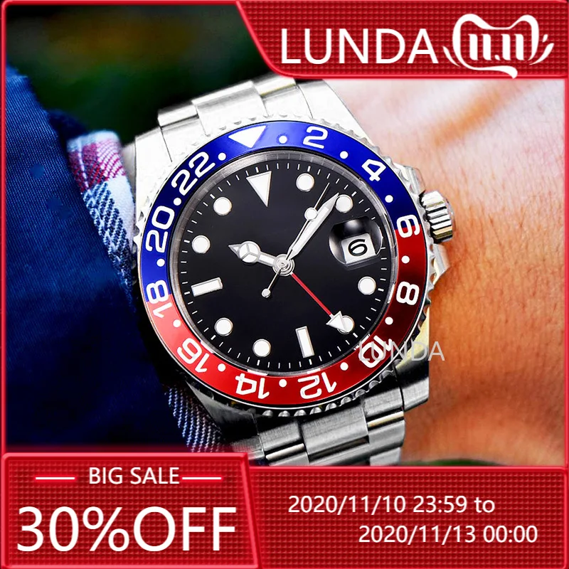 GMT Wristwatch Master II RoL Watch Men Batman 116710 Automatic Mechanical Movement 40mm AAA Watches Sapphire Ceramic Bezel afbeelding