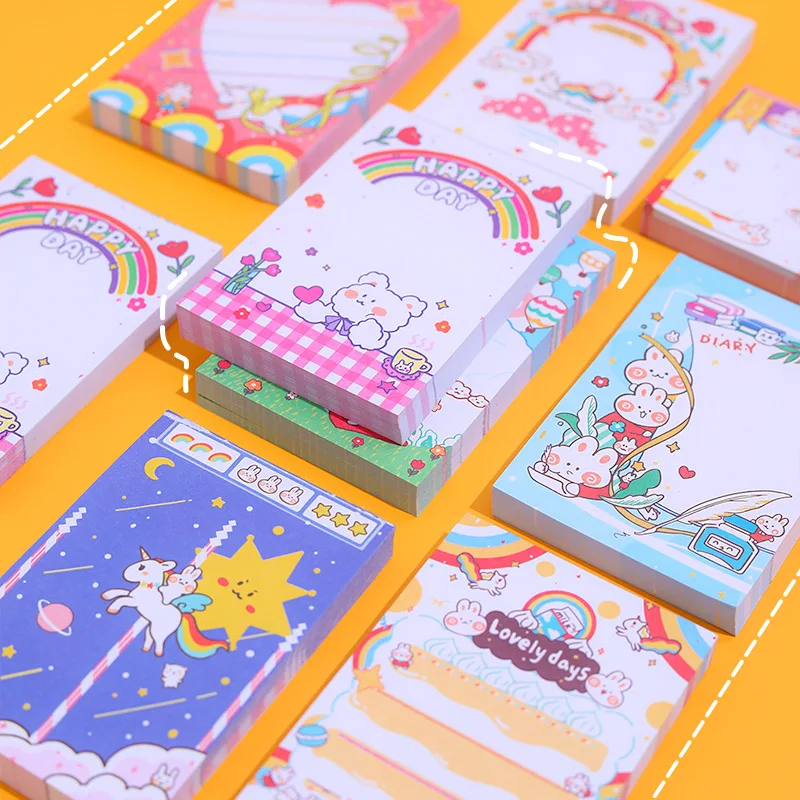 Yisuremia 100 Sheets Kawaii Animals Memo Pads Note Paper Cartoon Decorative Message Notepad School Office Stationery Supplies