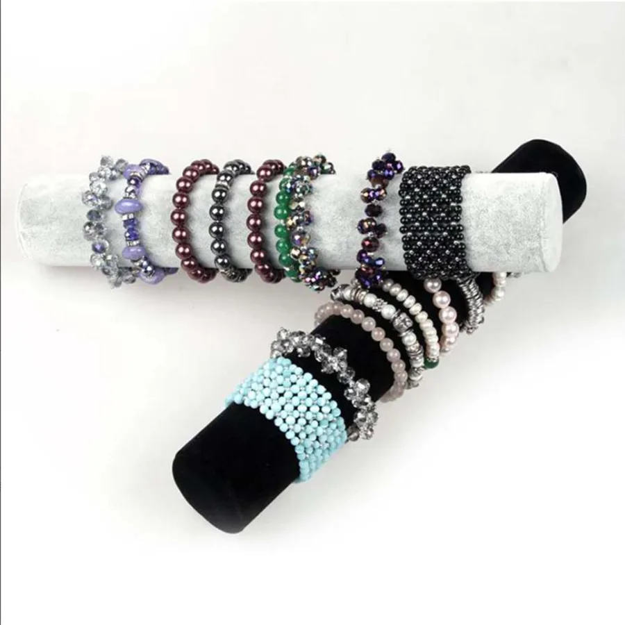 

Hot Selling Black Gray Rose Red Velvet Bracelet Display Holder Jewelry Receiving for Bracelets Bangle Organizer Shelf Rack Stand