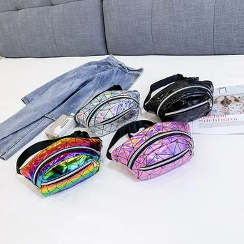 

Colorful Laser Chest Bag Korean Version of The Wild Waist Bag Casual Literature and Art Couples Shoulder Messenger Bags