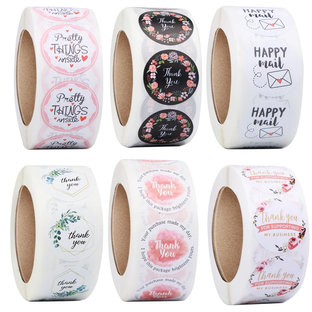 

50pcs 1 inch Multiple Styles Thank You Stickers Handmade With Love Stickers Pretty things Inside Stickers Sealing Labels