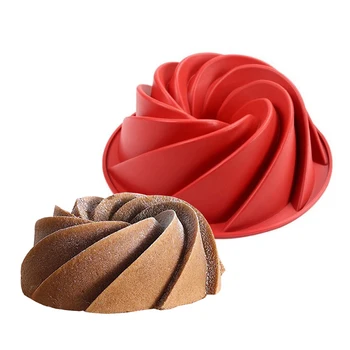 Large Spiral Shape Food Grade Silicone Bundt Cake Mold Pan 3d Fluted
Mould Form Bread Bakery Baking Tools Bakeware