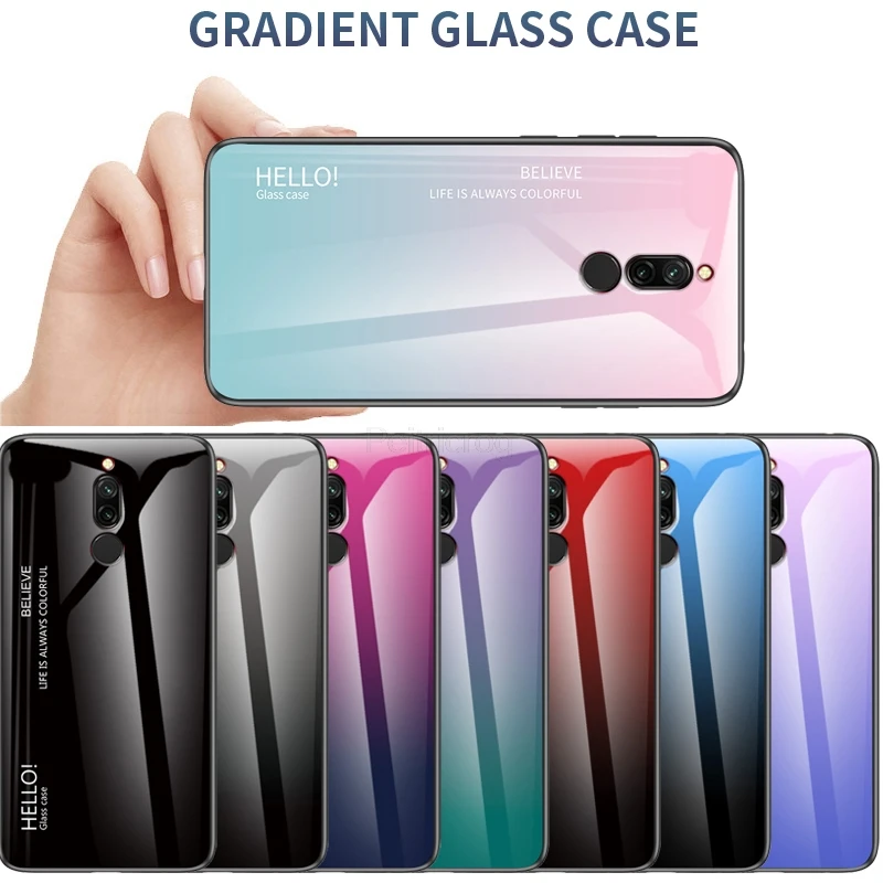 Gradient Tempered Glass Case For Samsung Galaxy A50 A70 A80 A10 A20 A30 M10 A20E A7 A8 A9 A6 A5 J8 J4 J6 2018 S10 Plus S10E |