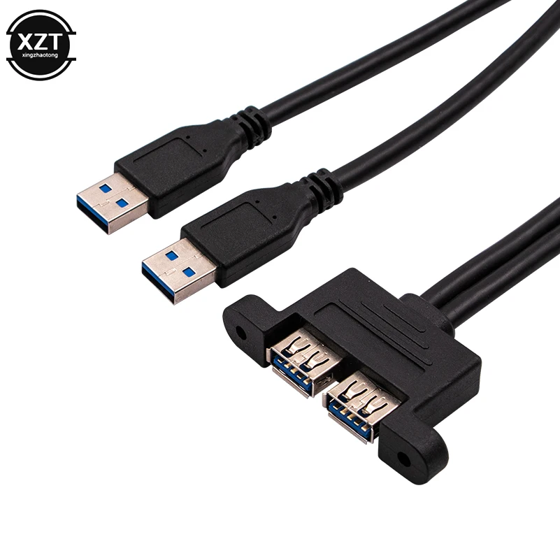 Двойной порт USB3.0 папа-двойной USB 3,0 Женский удлинитель USB3.0 папа-мама панель кабель перегородка кабель-0,3 м